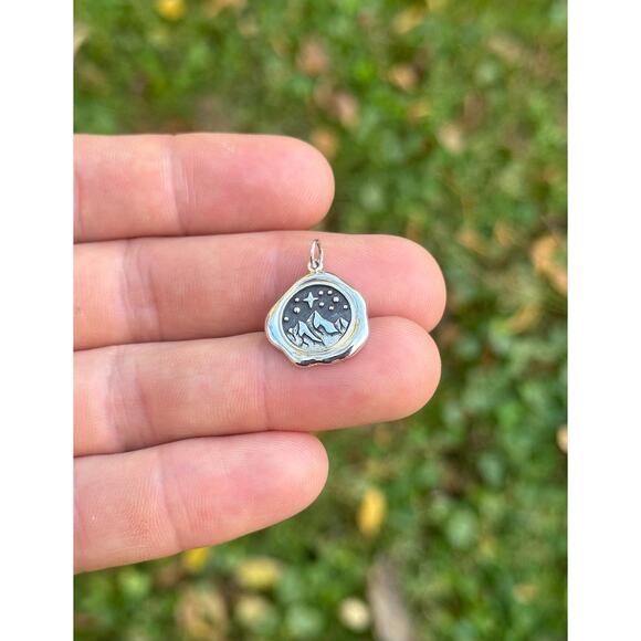 Sterling Silver Mountain Wax Seal Charm - Picture 3 of 5
